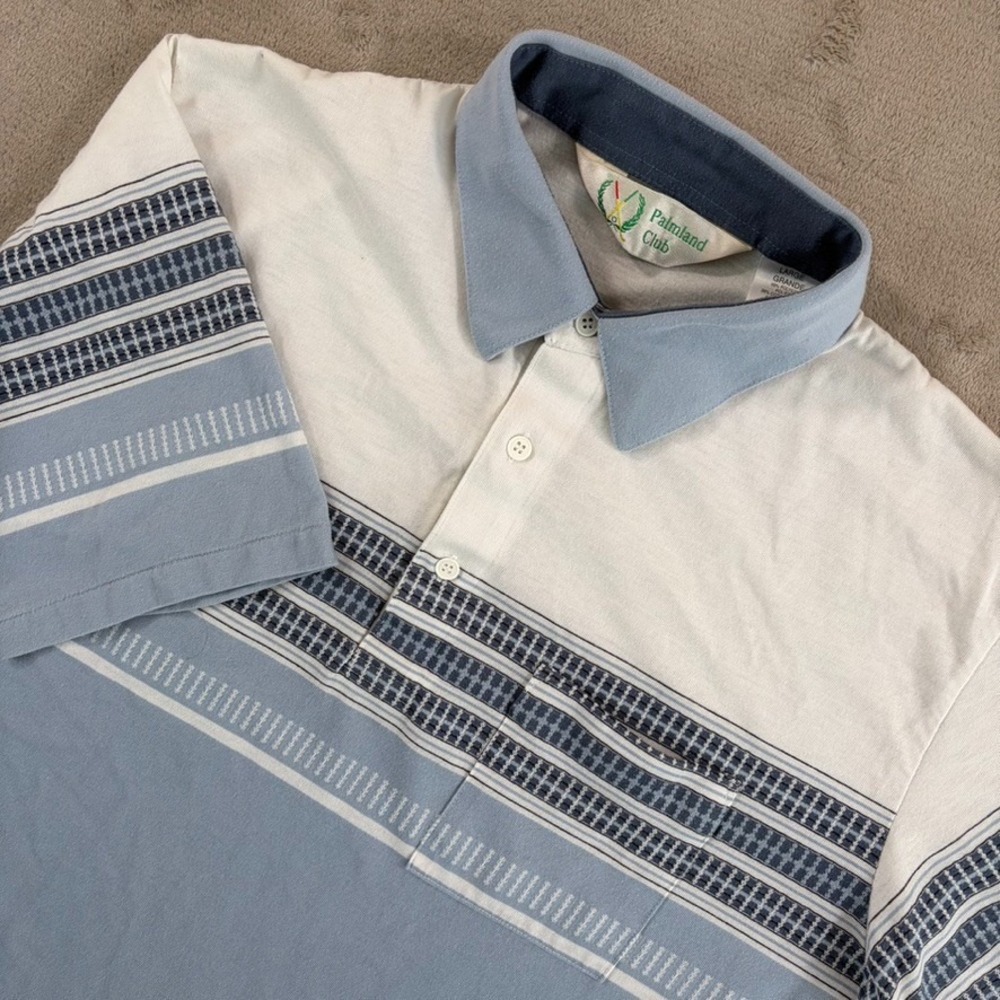 Vintage Palmland Club Multicolor Striped Golf Polo Shirt Men Large Grandpa Dad